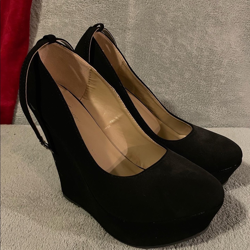 Suede heeled wedges